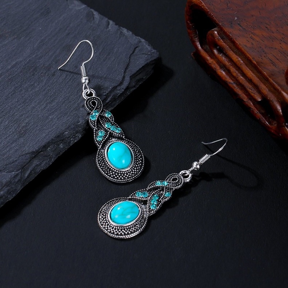Any 2/$20! Boho Silver/Turquoise/Crystal Earrings - Picture 3 of 11